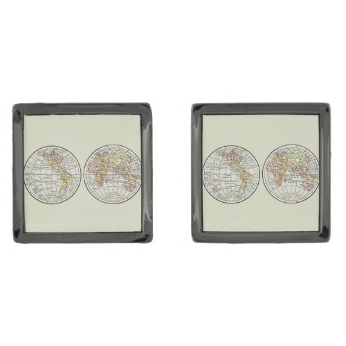 Travel Globe Map Earth 1916 World Atlas  Cufflinks