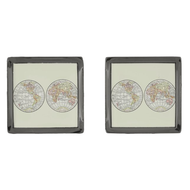 Travel Globe Map Earth 1916 World Atlas  Cufflinks (Front)