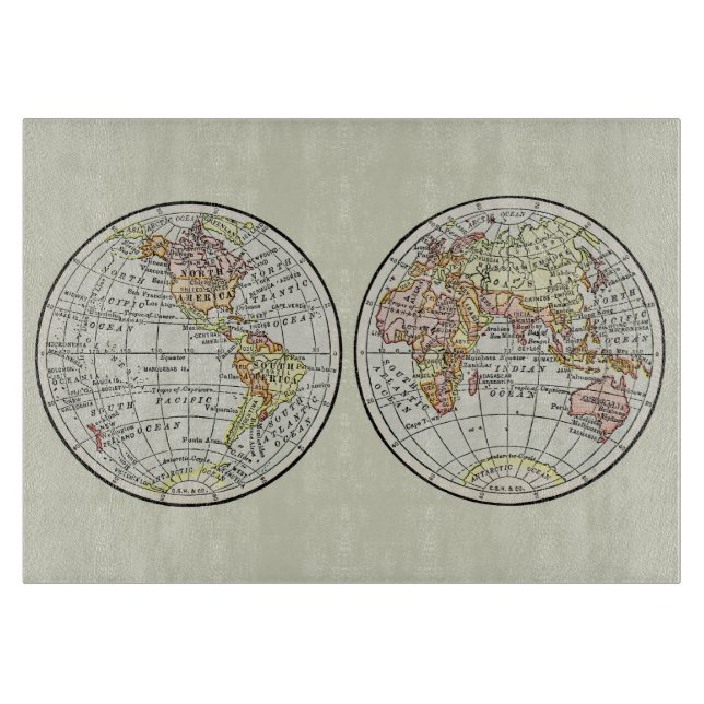 Travel Globe Map Earth 1916 World Atlas  Cutting Board (Front)