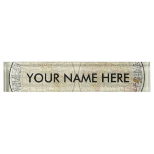 Travel Globe Map Earth 1916 World Atlas  Desk Name Plate
