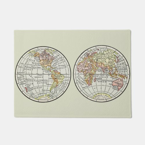 Travel Globe Map Earth 1916 World Atlas  Doormat