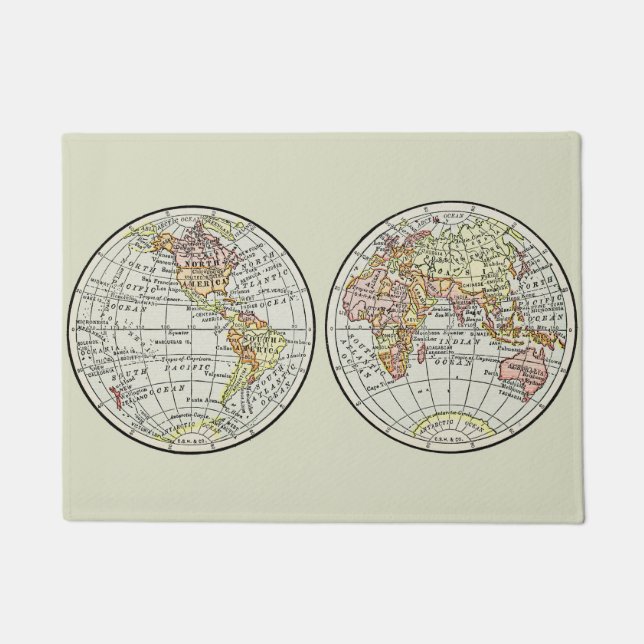 Travel Globe Map Earth 1916 World Atlas  Doormat (Front)