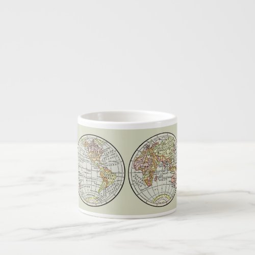 Travel Globe Map Earth 1916 World Atlas  Espresso Cup