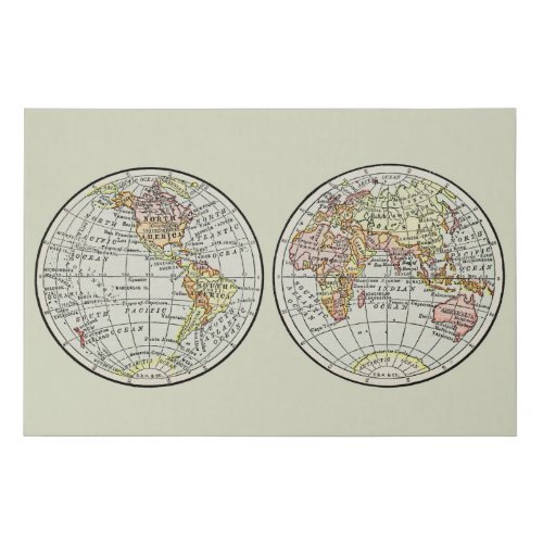 Travel Globe Map Earth 1916 World Atlas  Faux Canvas Print