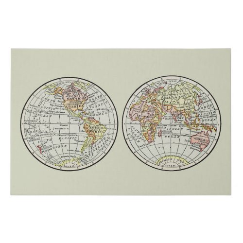 Travel Globe Map Earth 1916 World Atlas  Faux Canvas Print