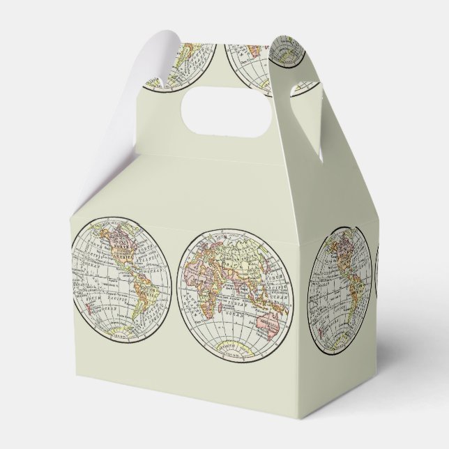 Travel Globe Map Earth 1916 World Atlas  Favor Boxes (Front Side)
