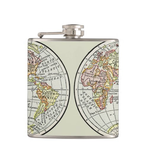 Travel Globe Map Earth 1916 World Atlas  Flask
