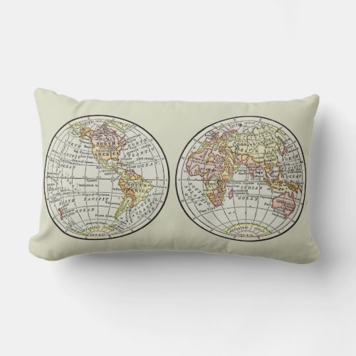 Travel Globe Map Earth 1916 World Atlas  Lumbar Pillow