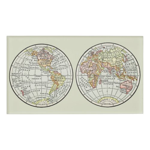 Travel Globe Map Earth 1916 World Atlas  Name Tag