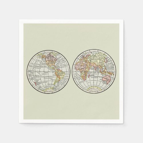 Travel Globe Map Earth 1916 World Atlas  Napkins