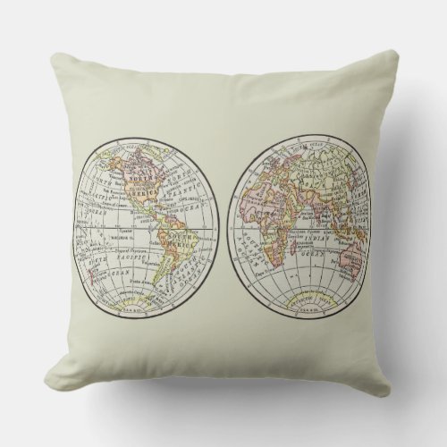 Travel Globe Map Earth 1916 World Atlas  Outdoor Pillow