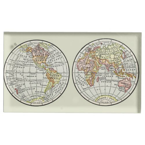 Travel Globe Map Earth 1916 World Atlas  Place Card Holder