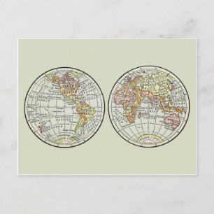 Travel Globe Map Earth 1916 World Atlas Postcard