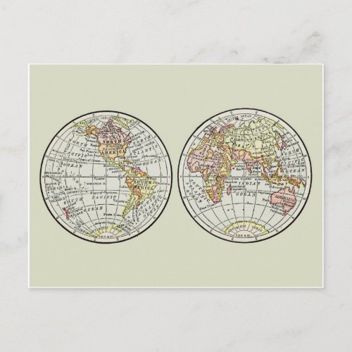 Travel Globe Map Earth 1916 World Atlas  Postcard