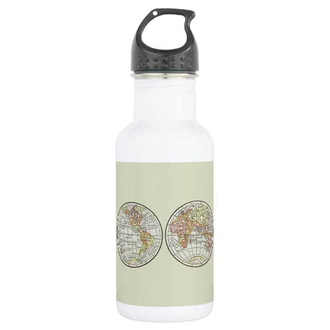 Travel Globe Map Earth 1916 World Atlas  Stainless Steel Water Bottle (Front)