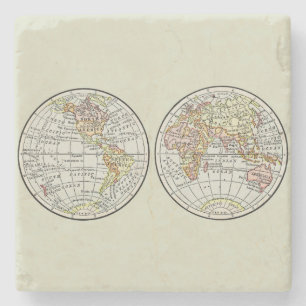 Travel Globe Map Earth 1916 World Atlas Stone Coaster