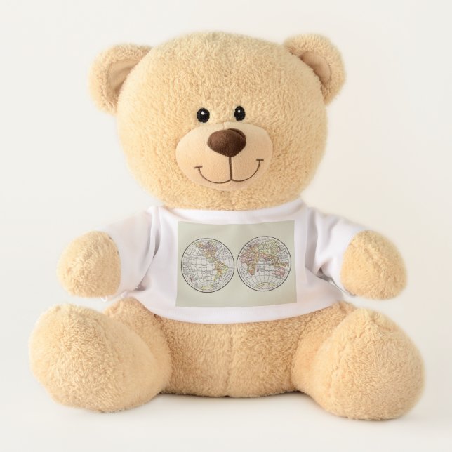 Travel Globe Map Earth 1916 World Atlas  Teddy Bear (Front)