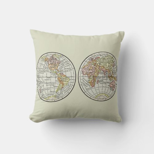 Travel Globe Map Earth 1916 World Atlas  Throw Pillow