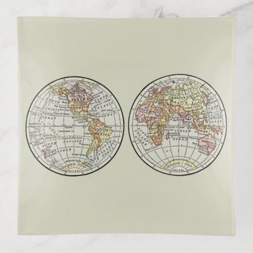 Travel Globe Map Earth 1916 World Atlas  Trinket Tray