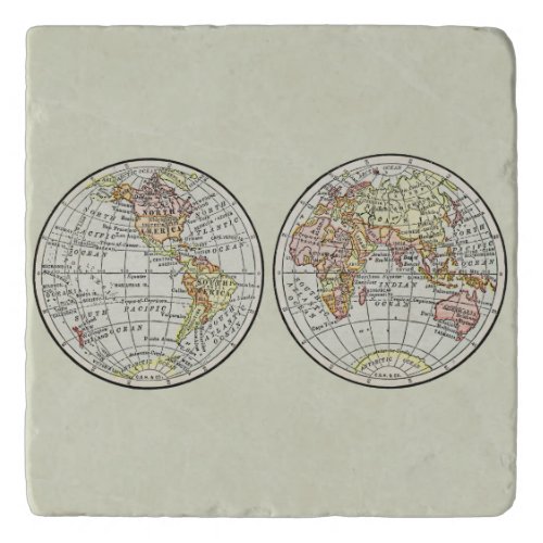 Travel Globe Map Earth 1916 World Atlas  Trivet