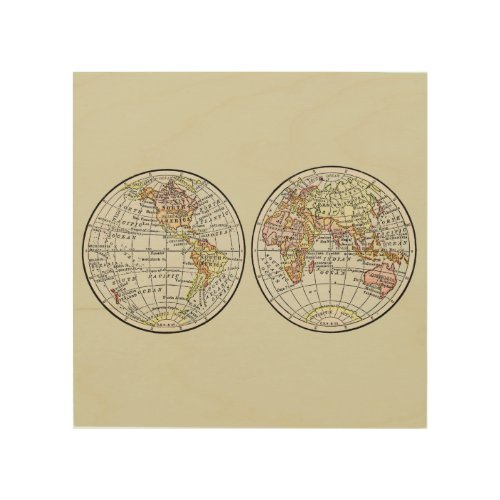 Travel Globe Map Earth 1916 World Atlas  Wood Wall Art
