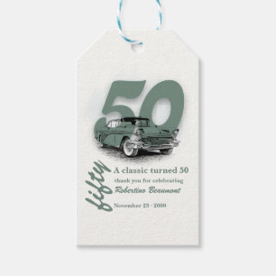 Travel Green Classic Car Turns 50th Birthday Gift Tags