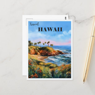 Travel Hawaii, coastal area, Postcard