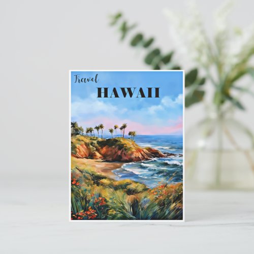 Travel Hawaii tropical palm trees Postcard