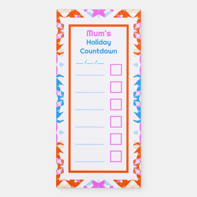 Travel Holiday Countdown Packing Checklist Planner Magnetic Notepad (Front)