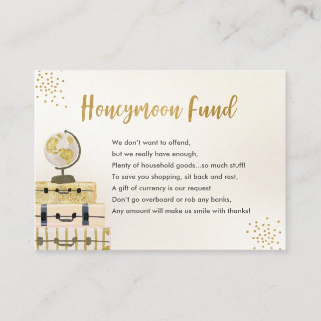 Travel Honeymoon Fund  Enclosure Card (Front)