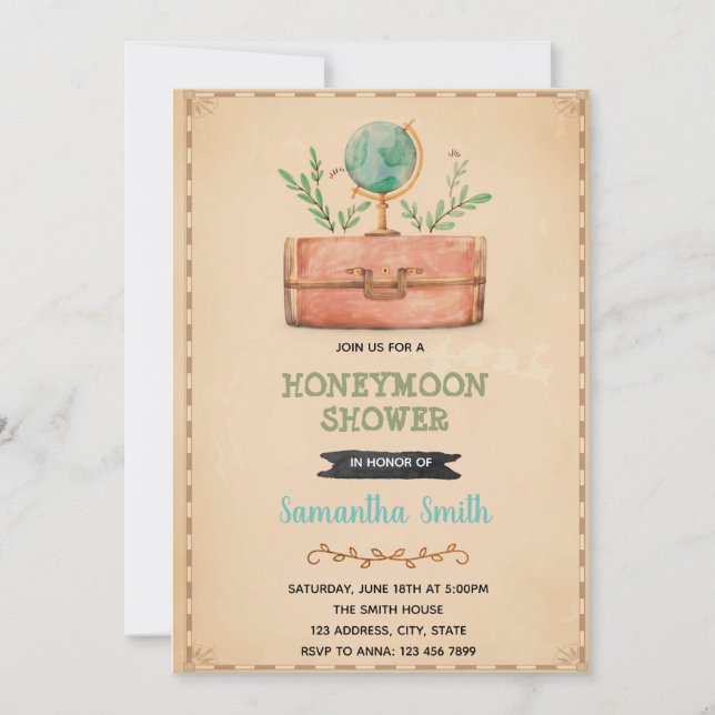 Travel honeymoon shower invitation (Front)