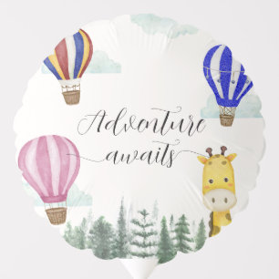 Travel Hot Air Balloon Jungle Giraffe Baby Shower 