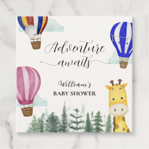 Travel Hot Air Balloon Jungle Giraffe Baby Shower Favor Tags