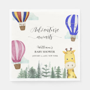Travel Hot Air Balloon Jungle Giraffe Baby Shower  Napkins