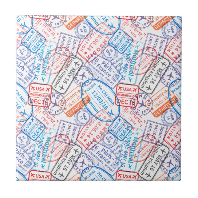 Travel icon ceramic tile (Front)