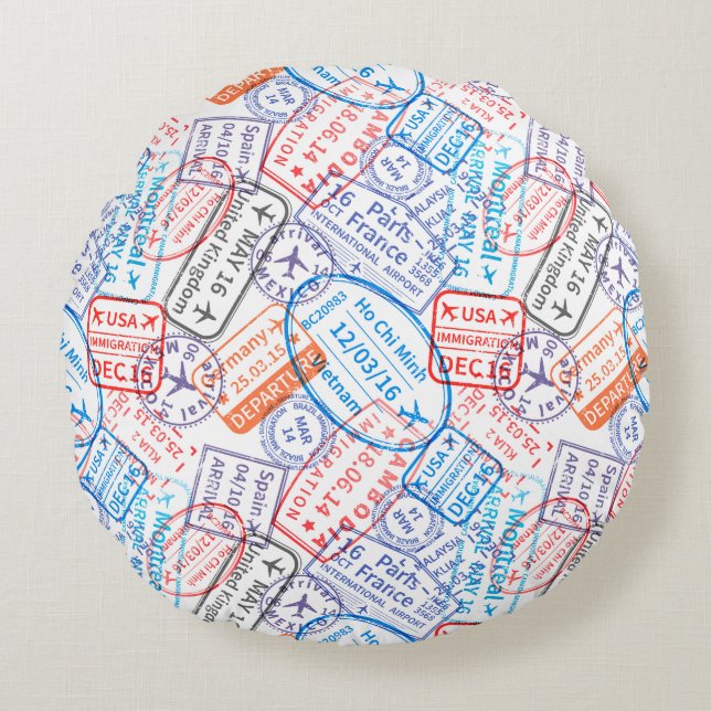 Travel icon round pillow (Front)