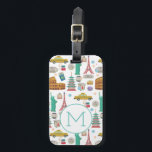 Travel Icons Landmarks Colorful Pattern Monogram Luggage Tag<br><div class="desc">Iconic travel icons and landmarks in colorful pattern.</div>