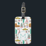 Travel Icons Landmarks Colorful Pattern Monogram Luggage Tag<br><div class="desc">Iconic travel icons and landmarks in colorful pattern.</div>