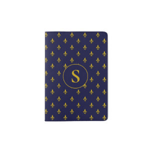 Travel in Style with A Gold Fleur de Lis Pattern Passport Holder
