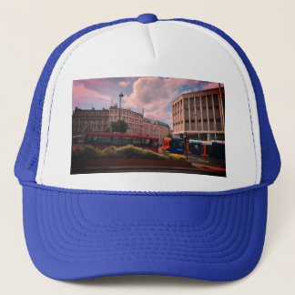 Travel in the city, trams and buses trucker hat