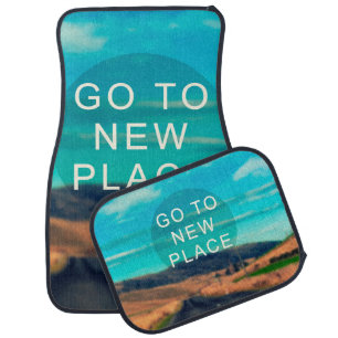 Travel inspiration quote - Go to new place. Retro Car Floor Mat