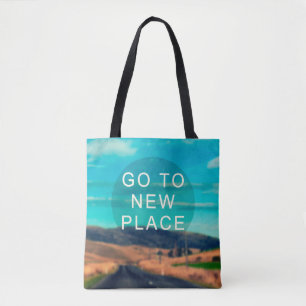 Travel inspiration quote - Go to new place. Retro Tote Bag