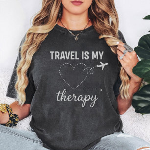 Travel is My Therapy Airplane Heart Wanderlust T-Shirt