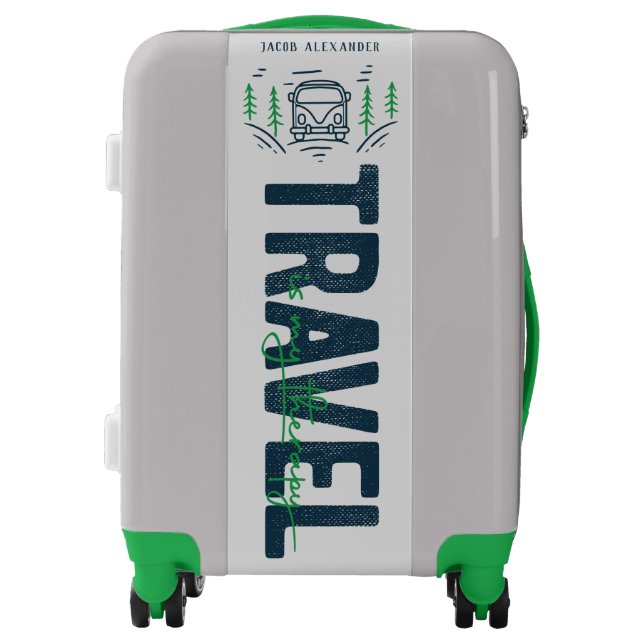 Travel Is My Therapy Custom Name Luggage (Front)