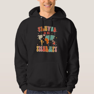 Travel Is My Therapy Groovy Traveling  Traveler Tr Hoodie
