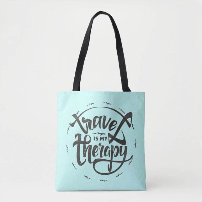 Travel Is My Therapy Tote Bag (Front)