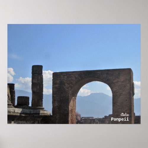 Travel  Italy _ Pompeii Mount Vesuvius Poster