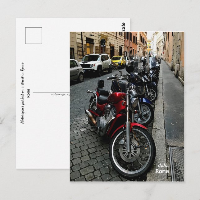 Travel | Italy - Rome, Motorcycles parked Postcard (Front/Back)