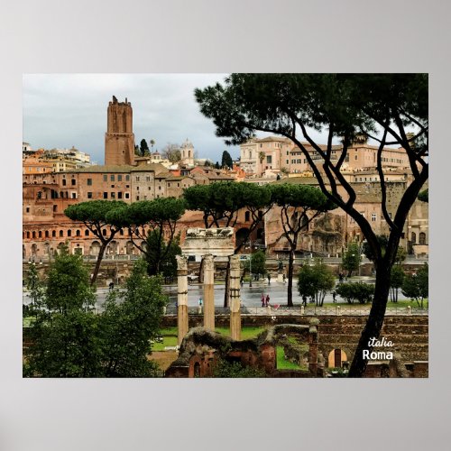 Travel  Italy Rome on a rainy day Poster