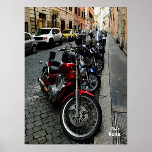 Travel   Italy - Rome, parked motorcycles Poster